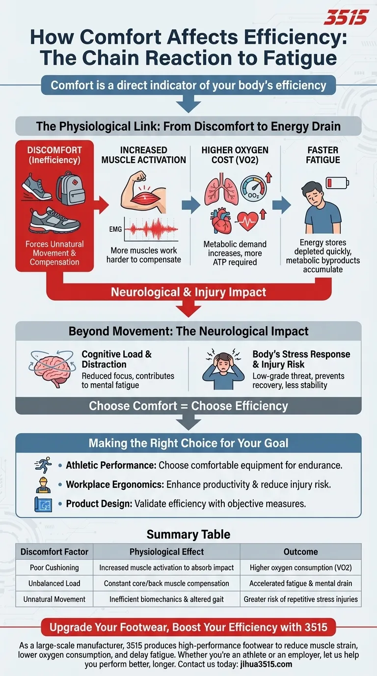 Como o conforto se relaciona com o consumo de oxigênio e a fadiga? A Chave para o Desempenho Máximo Guia Visual