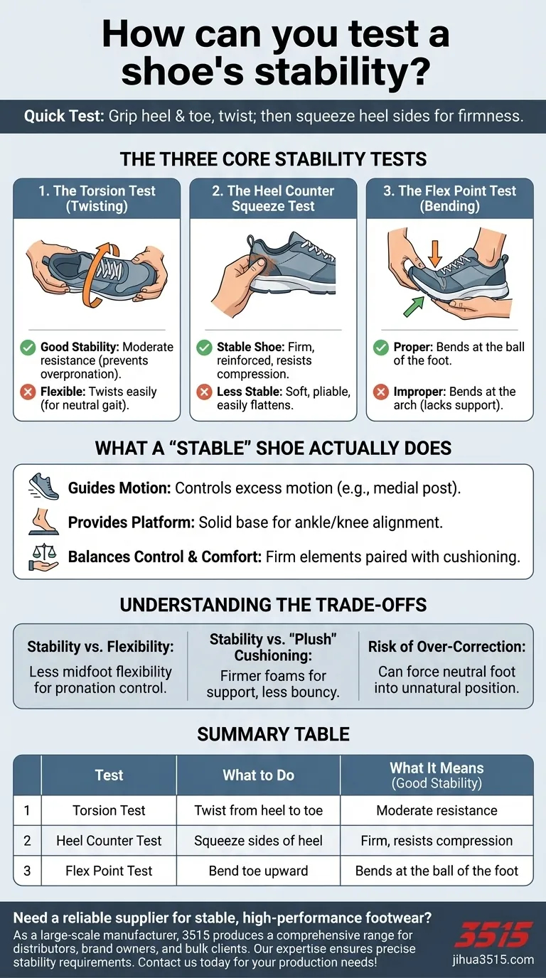 ¿Cómo puedes probar la estabilidad de un zapato? Una guía sencilla de 3 pasos para compradores y minoristas Guía Visual