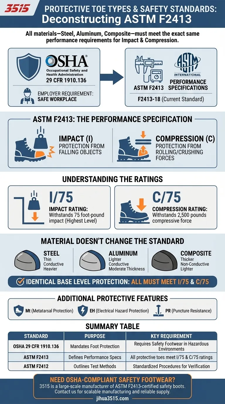 ¿Qué normas de seguridad deben cumplir todos los tipos de puntera protectora? Garantizando el cumplimiento de OSHA y ASTM F2413 Guía Visual