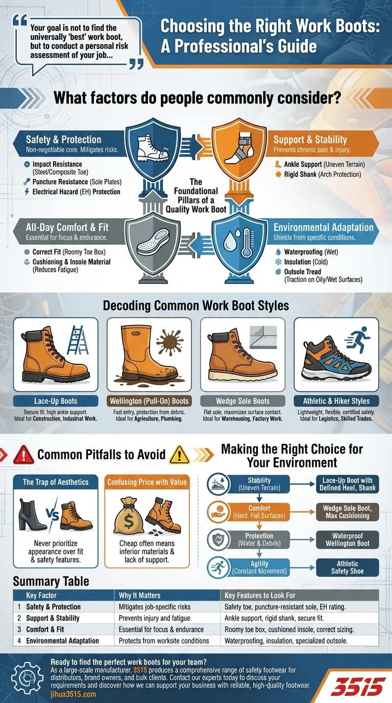 ¿Qué factores consideran comúnmente las personas al elegir botas de trabajo? Una guía de seguridad, comodidad y ajuste Guía Visual