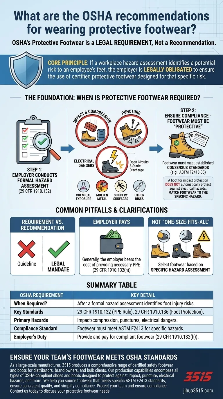 What are the OSHA recommendations for wearing protective footwear? A Legal Guide to Workplace Foot Safety Visual Guide