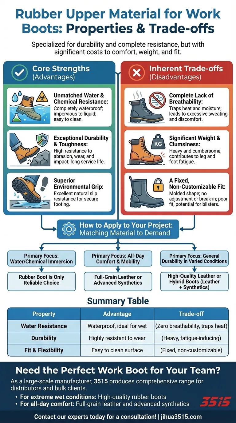ما هي خصائص المطاط كمادة علوية لأحذية العمل؟ دليل المتانة المقاومة للماء مقابل الراحة دليل مرئي