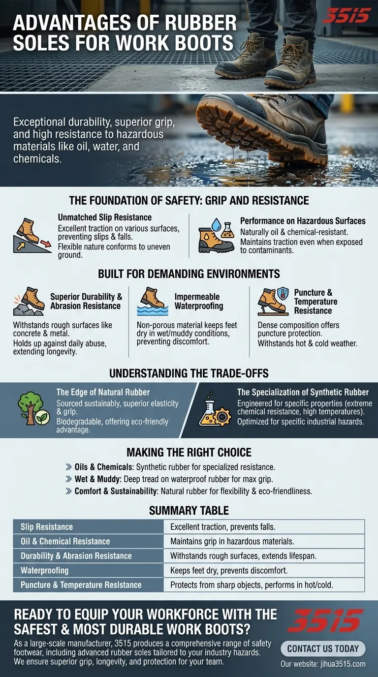 ما هي مزايا النعل المطاطي لأحذية العمل؟ قبضة ومتانة لا مثيل لهما دليل مرئي