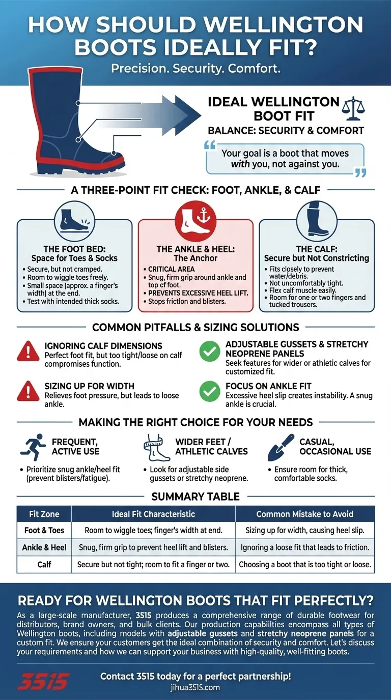 ウェリントンブーツはどのようにフィットするのが理想的ですか？足首のフィット感とつま先の快適さのためのガイド ビジュアルガイド