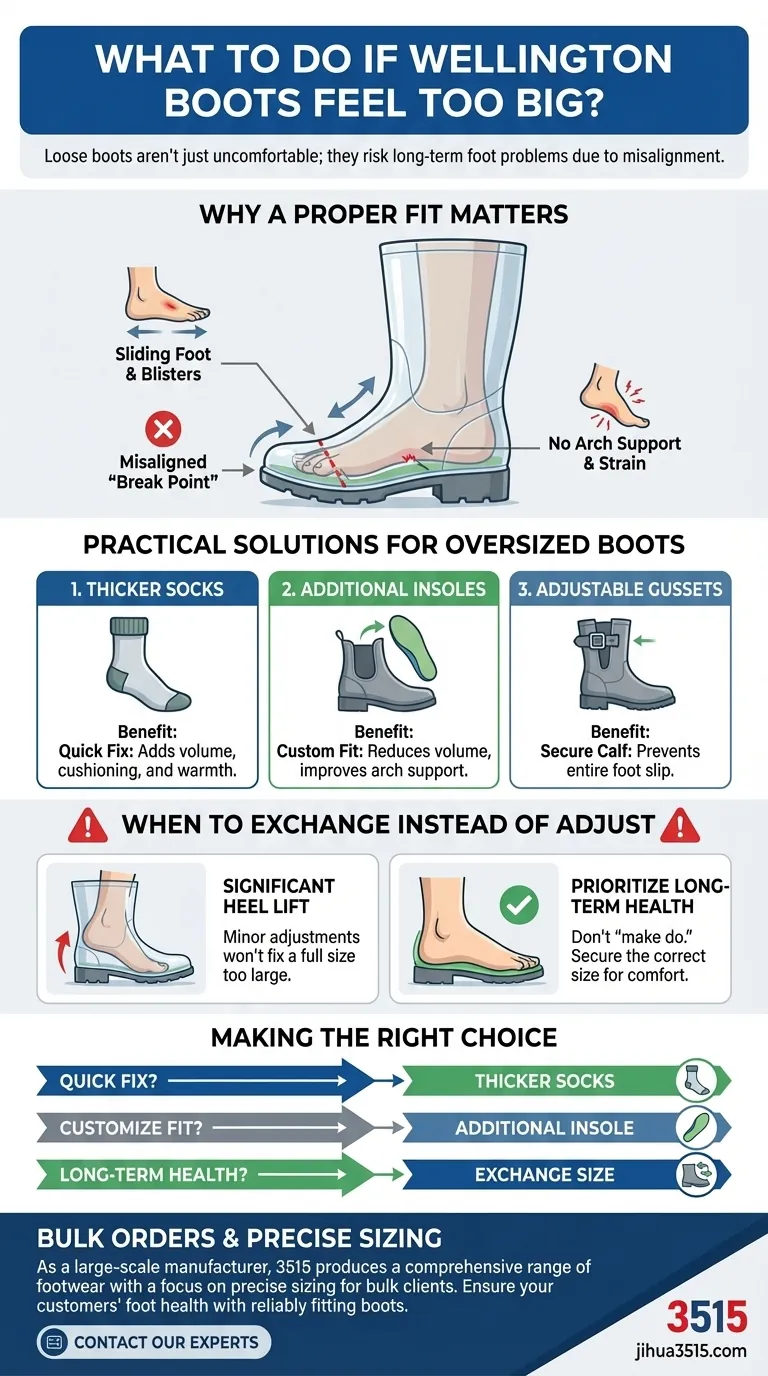 Cosa si può fare se gli stivali Wellington sono troppo grandi? Assicurati la calzata per un comfort che dura tutto il giorno Guida Visiva