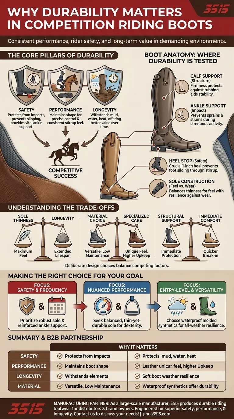 Por que a durabilidade é importante em botas de equitação de competição? Um guia para o cavaleiro sobre segurança e desempenho Guia Visual