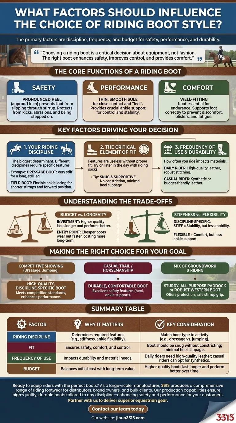 Какие факторы должны влиять на выбор стиля верховой обуви? Приоритет безопасности, производительности и комфорта Визуальное руководство