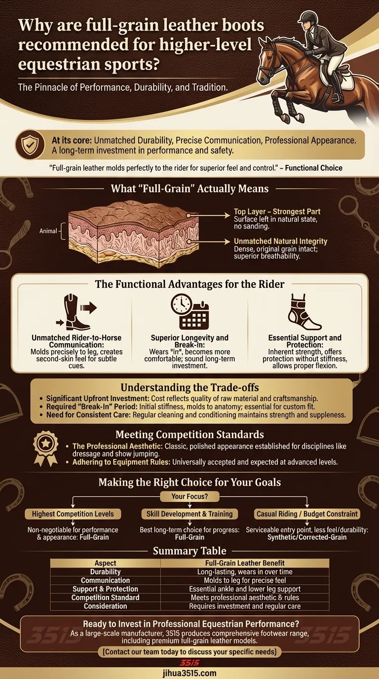Почему ботинки из натуральной кожи с полным зерном рекомендуются для высших уровней конного спорта? Непревзойденная производительность и долговечность Визуальное руководство