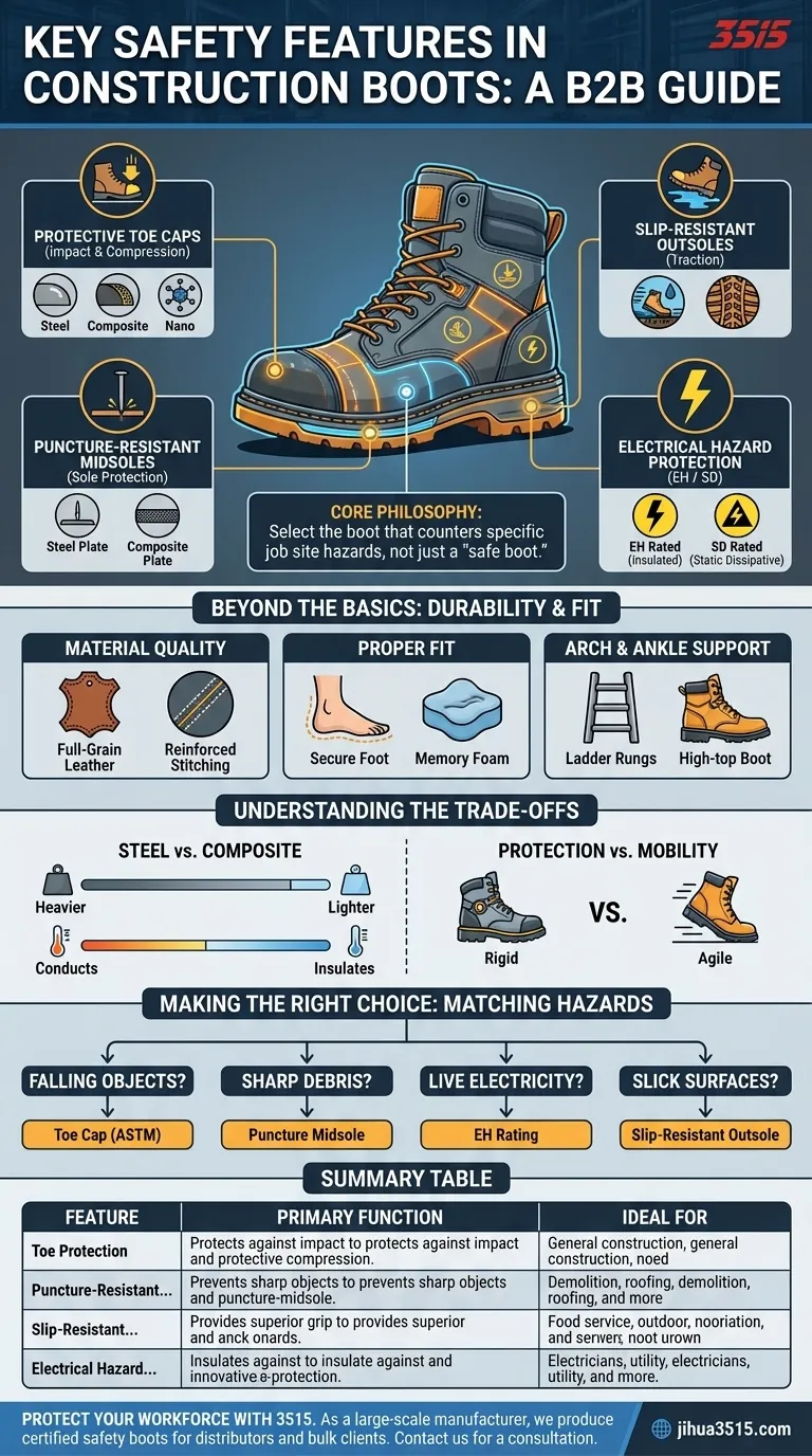 ¿Cuáles son las características clave de seguridad que se deben buscar en las botas de construcción? Elija la protección adecuada para su trabajo Guía Visual