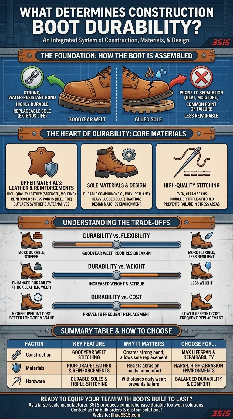 What factors determine the durability of construction boots? A Guide to Long-Lasting Work Footwear Visual Guide