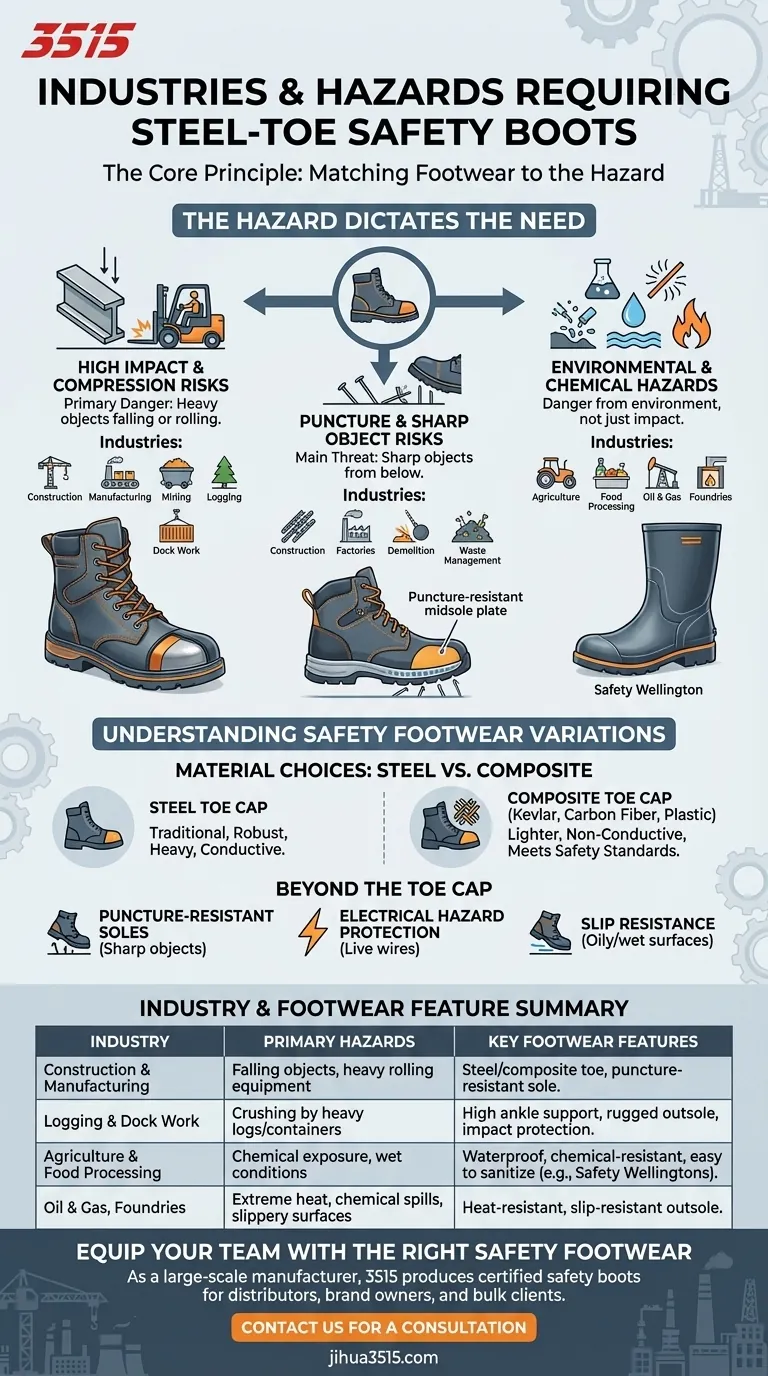哪些行业需要钢头靴？保护您的员工免受常见危害 图解指南