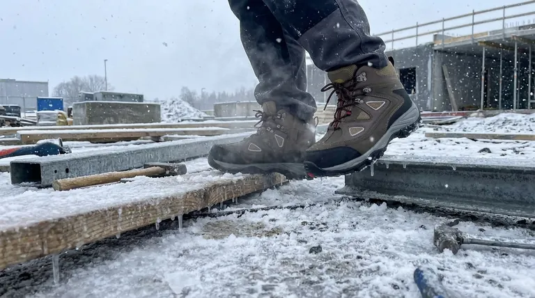 寒冷地で働く建設作業員にとって、他にどのような保護的な履物機能が有益でしょうか?優れた保温性のためには複合的なつま先保護を選択してください。