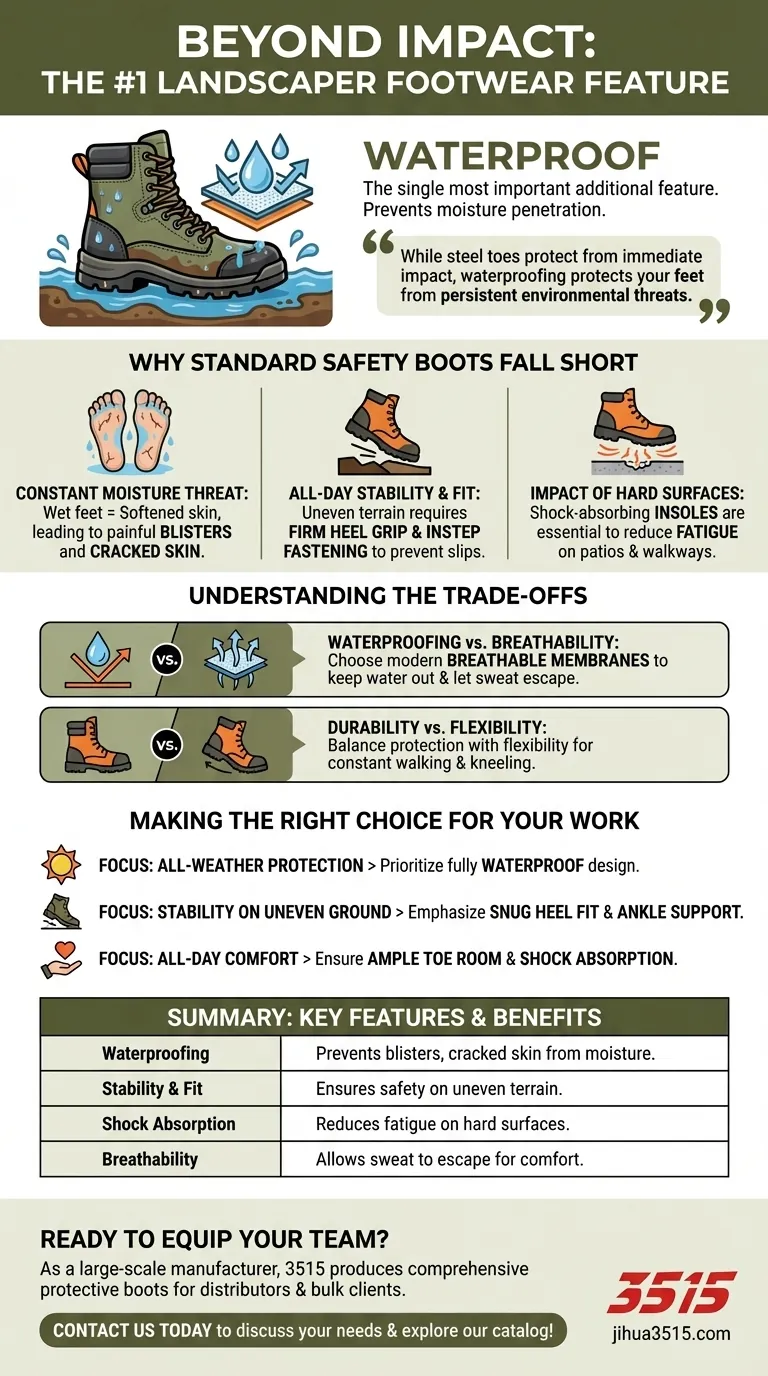 ¿Qué característica adicional es importante para el calzado de protección de los paisajistas? Esencial para el trabajo en todo tipo de clima Guía Visual