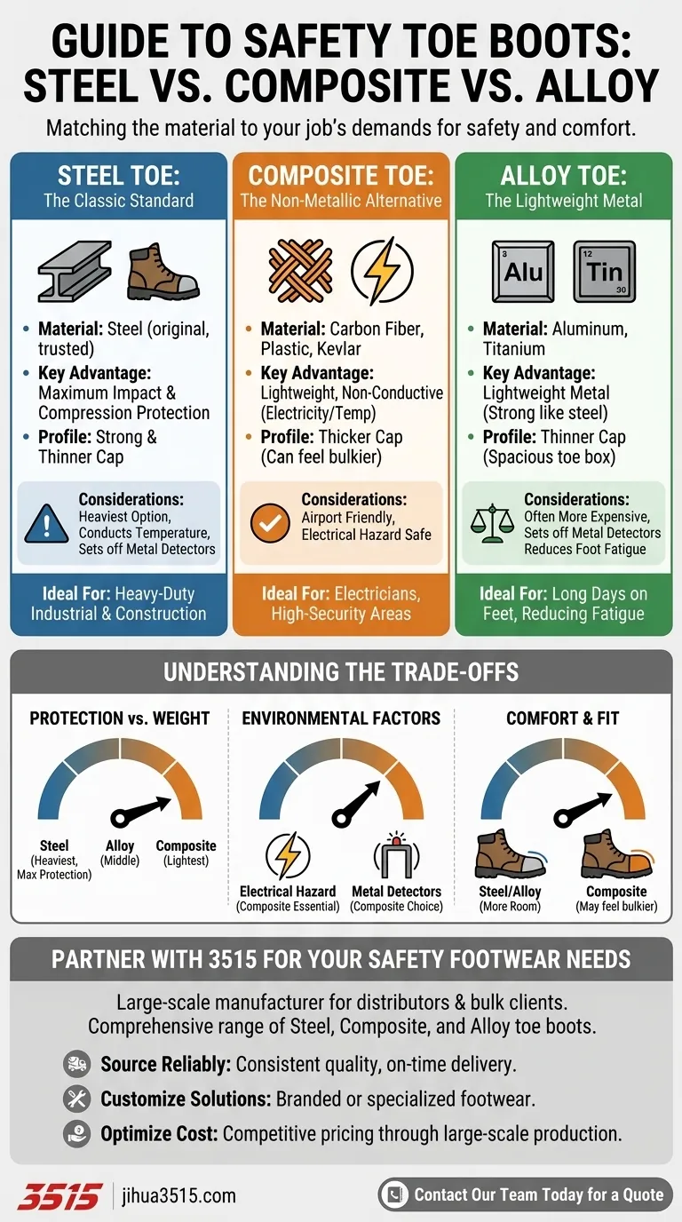 Quels types de bottes à embout de sécurité sont disponibles ? Trouvez la coupe parfaite pour les dangers de votre travail Guide Visuel