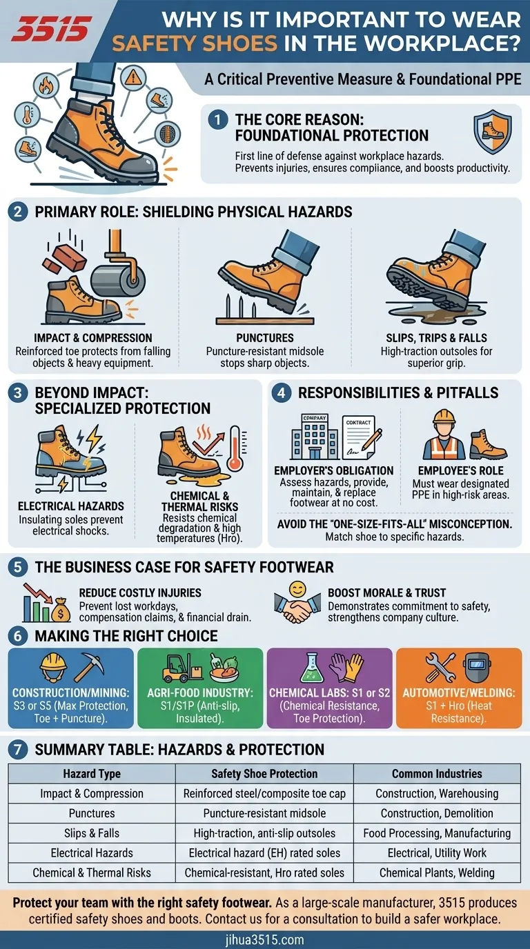 Perché è importante indossare scarpe antinfortunistiche sul posto di lavoro? Proteggi la tua forza lavoro e garantisci la conformità Guida Visiva