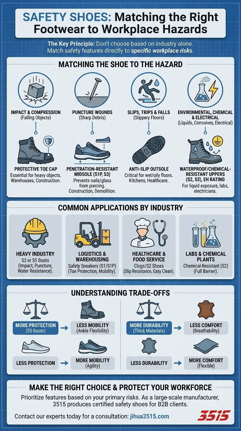 安全鞋的主要用途是什么？将鞋子与您的工作场所危害相匹配 图解指南