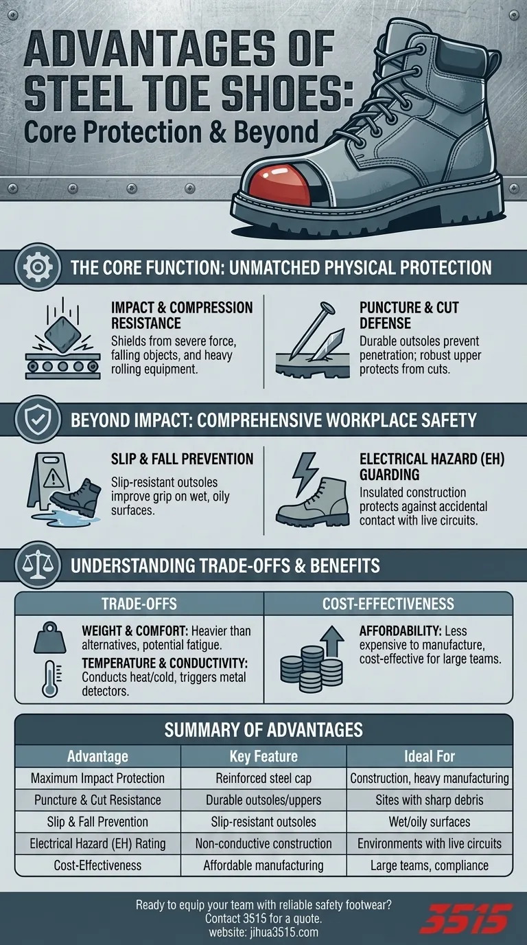 Quali sono i vantaggi delle scarpe con punta in acciaio? Protezione impareggiabile per il lavoro industriale Guida Visiva