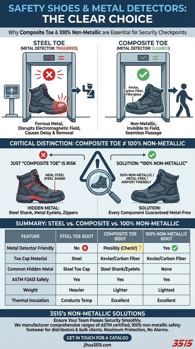 Quel type de chaussure de sécurité est le meilleur pour passer les détecteurs de métaux ? Choisissez une botte 100 % non métallique Guide Visuel