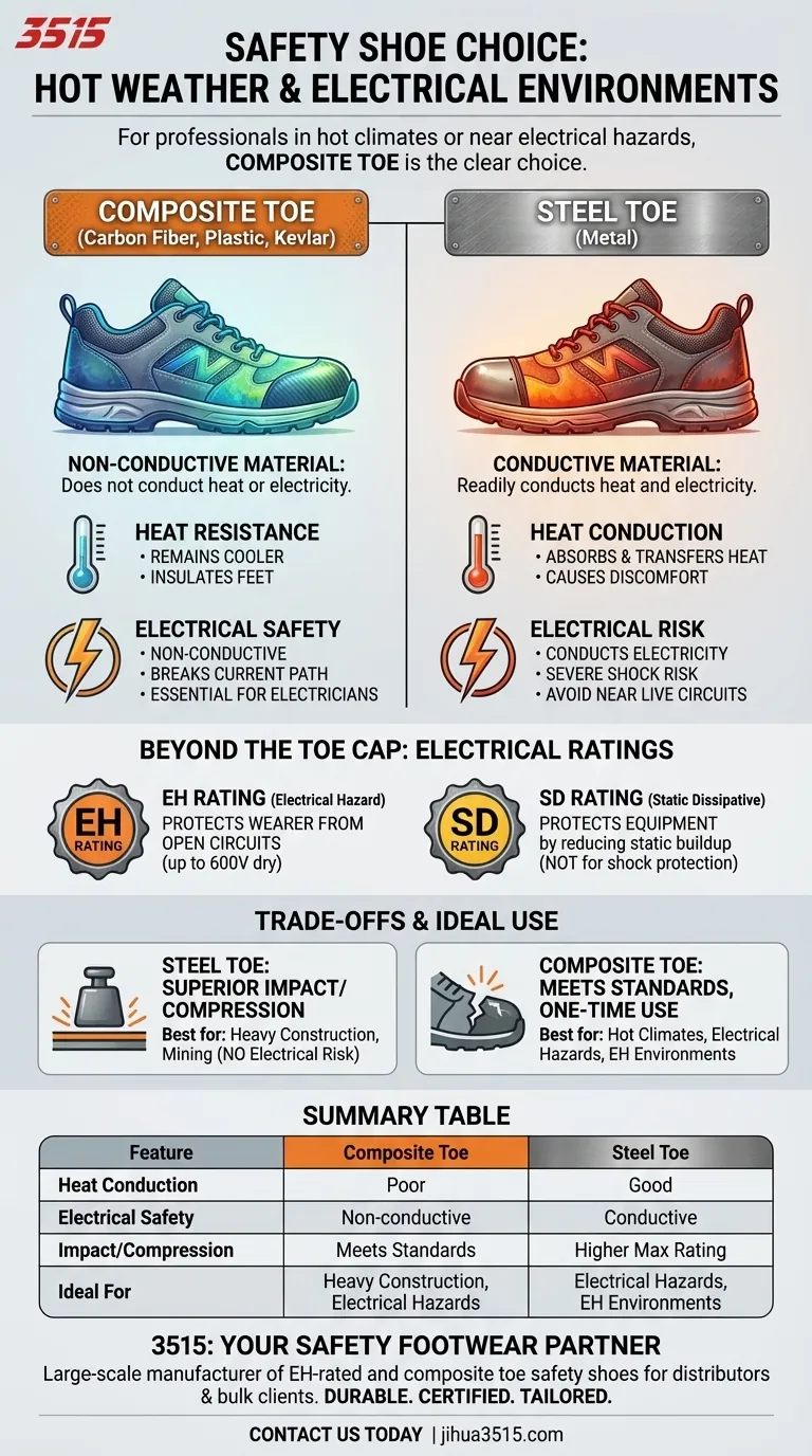 ¿Qué tipo de calzado de seguridad es más adecuado para climas cálidos o entornos de trabajo eléctrico? Elija Puntera Compuesta para una Protección Superior Guía Visual