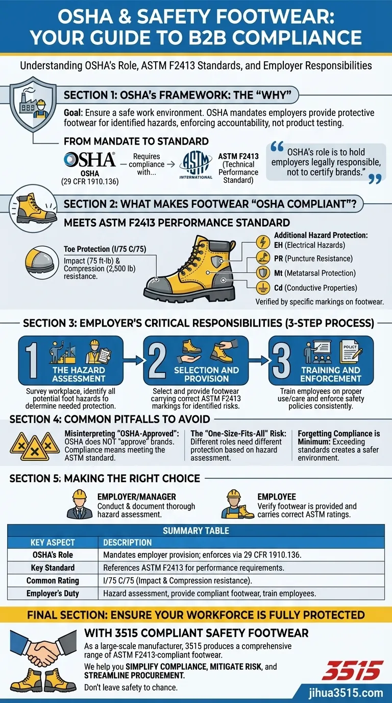 What is the role of OSHA in relation to safety footwear? Ensure Full Compliance for Your Workforce Visual Guide