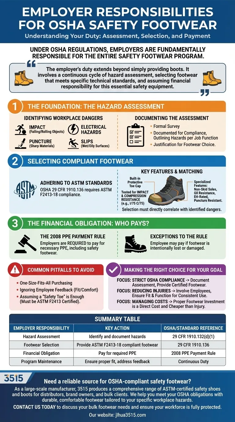 Quali sono le responsabilità dei datori di lavoro in materia di calzature di sicurezza secondo l'OSHA? Garantire la piena conformità e proteggere il tuo team Guida Visiva