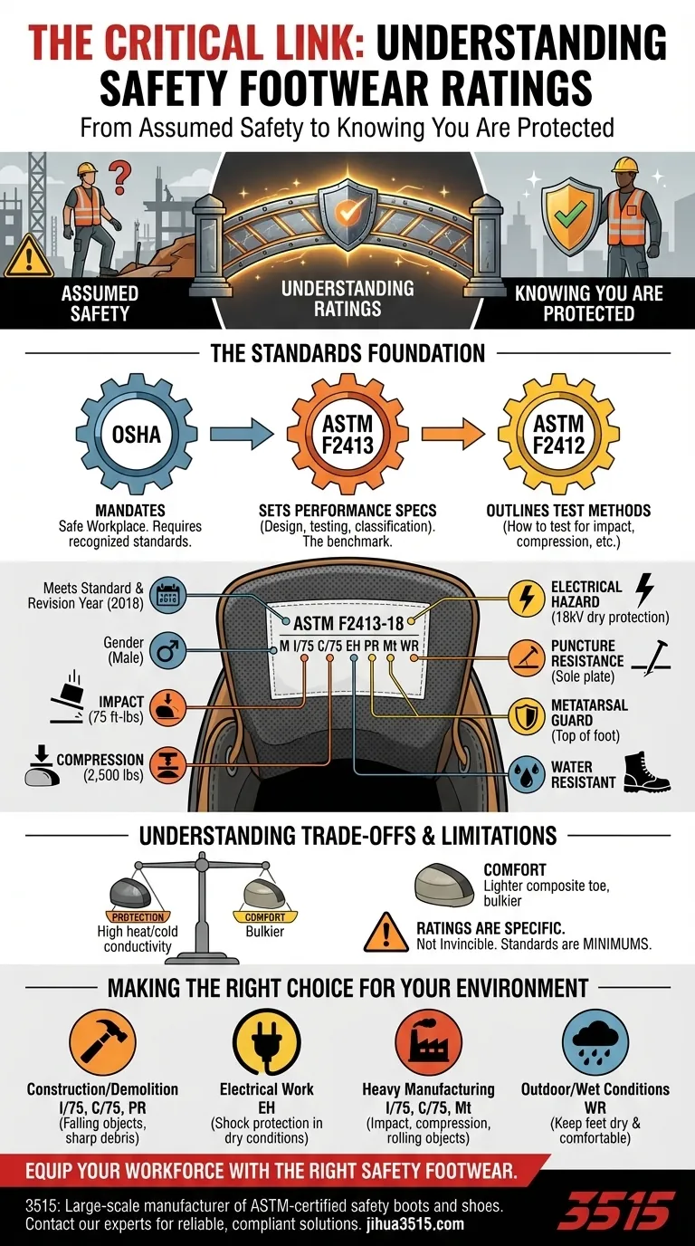 Was ist die allgemeine Bedeutung des Verständnisses von Sicherheitsstiefelbewertungen? Gewährleistung des Schutzes am Arbeitsplatz Visuelle Anleitung