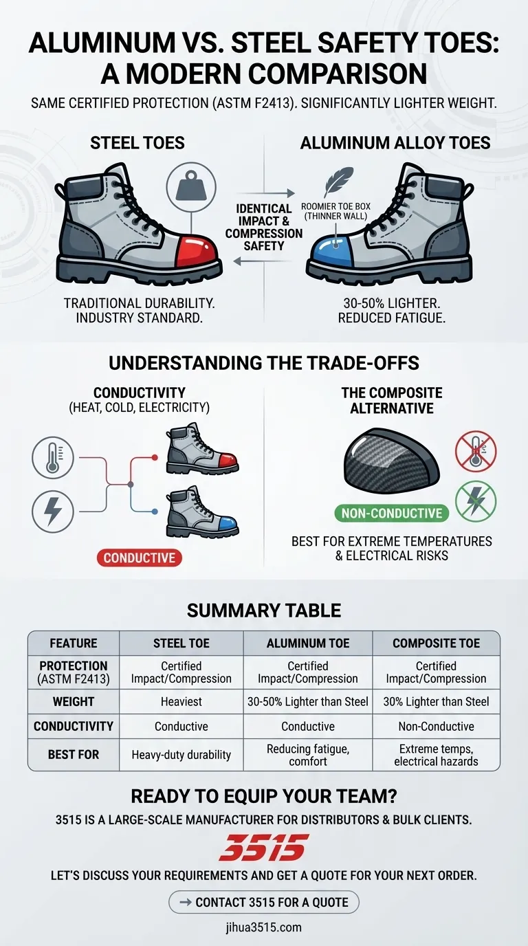 How do aluminum safety toes compare to steel toes? A Guide to Lighter, Safer Footwear Visual Guide