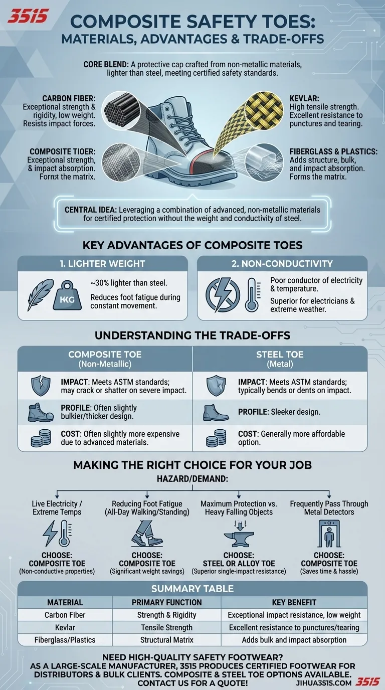 Que materiais são usados em biqueiras de segurança compostas? Descubra a Alternativa Mais Leve e Não Condutora Guia Visual