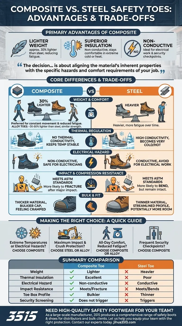 강화 안전 토우가 강철 토우보다 유리한 점은 무엇인가요? 더 가볍고 안전한 작업화 가이드 시각적 가이드