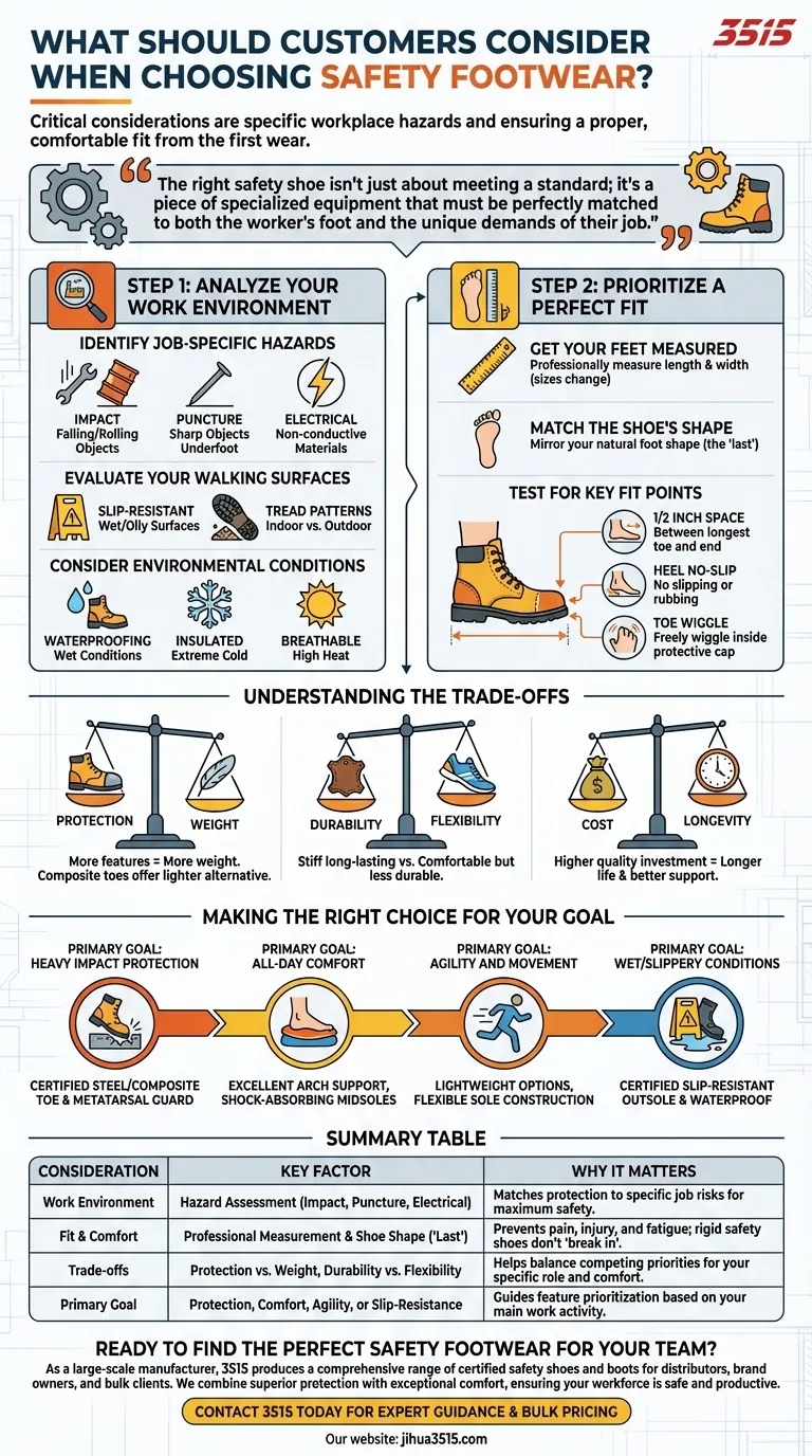Cosa dovrebbero considerare i clienti quando scelgono calzature di sicurezza? Una guida alla vestibilità perfetta e alla protezione Guida Visiva