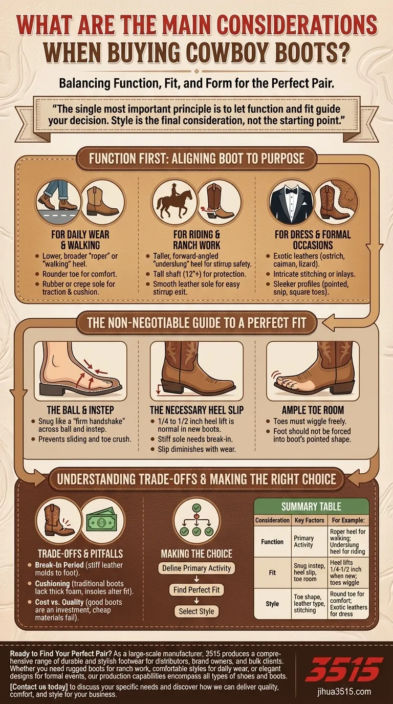 购买西部靴时需要考虑的主要因素是什么？功能、合身度和风格指南 图解指南