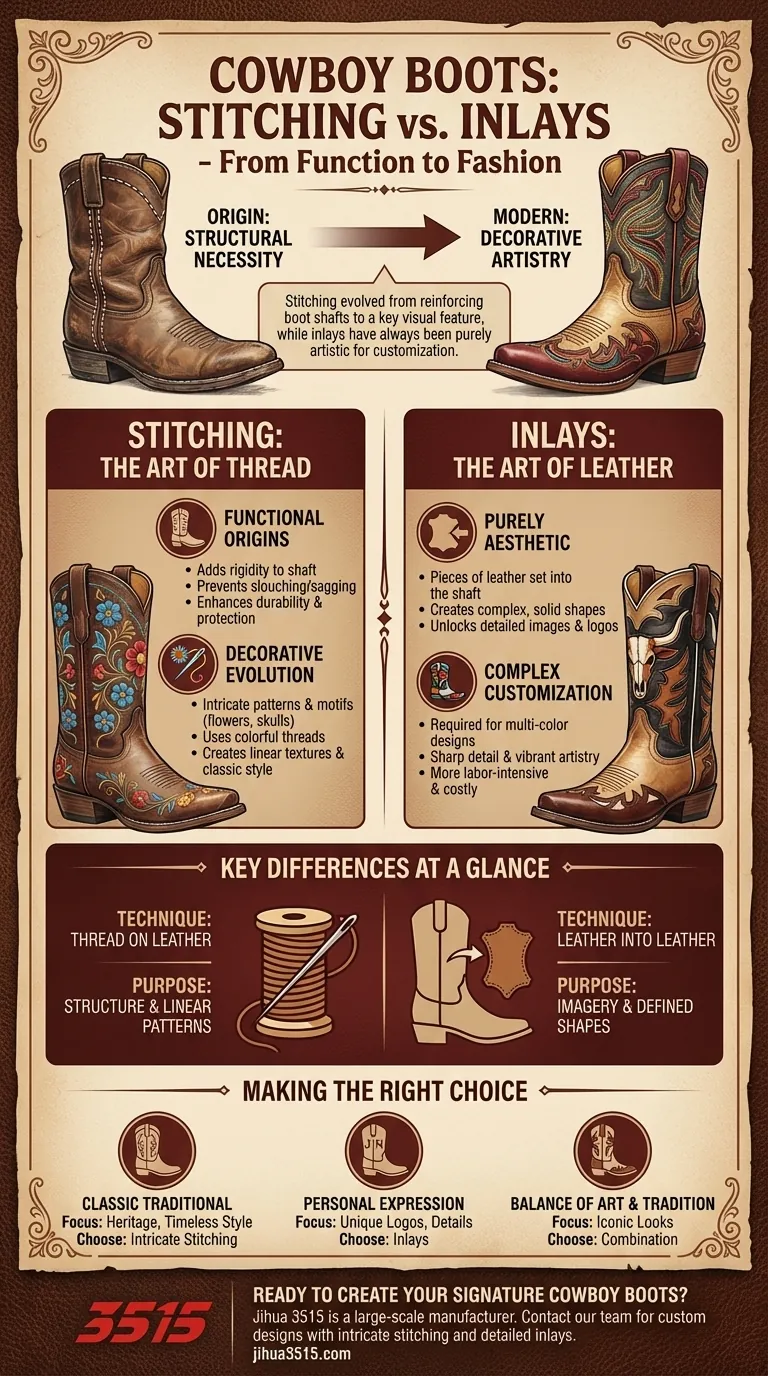 ما هي استخدامات البطانات والخياطة في أحذية رعاة البقر؟ من الوظيفة إلى الموضة دليل مرئي