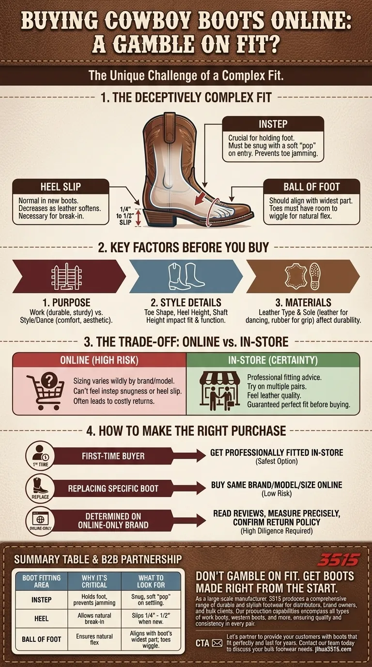 网上买牛仔靴是否明智？首次购买者的关键合身指南 图解指南