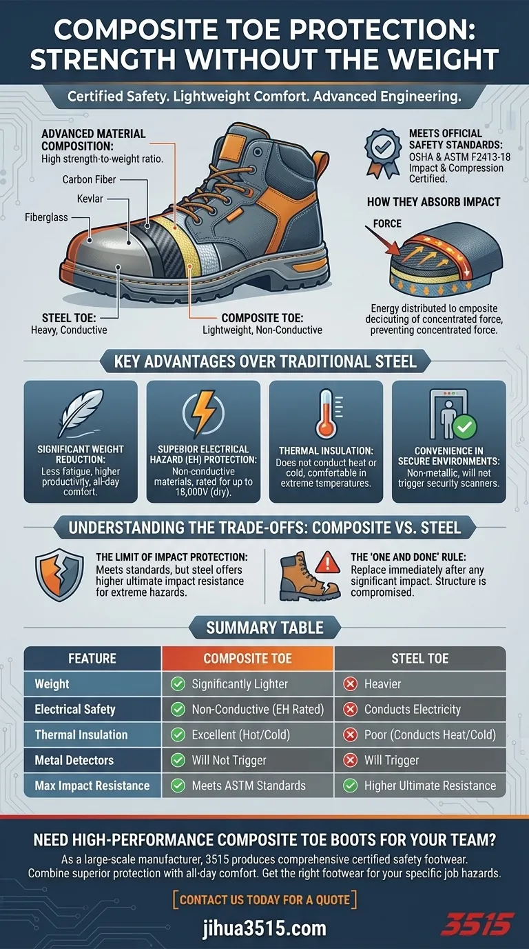¿Cómo proporcionan las botas con punta de composite protección sin el peso del acero? Consigue calzado más ligero y seguro Guía Visual