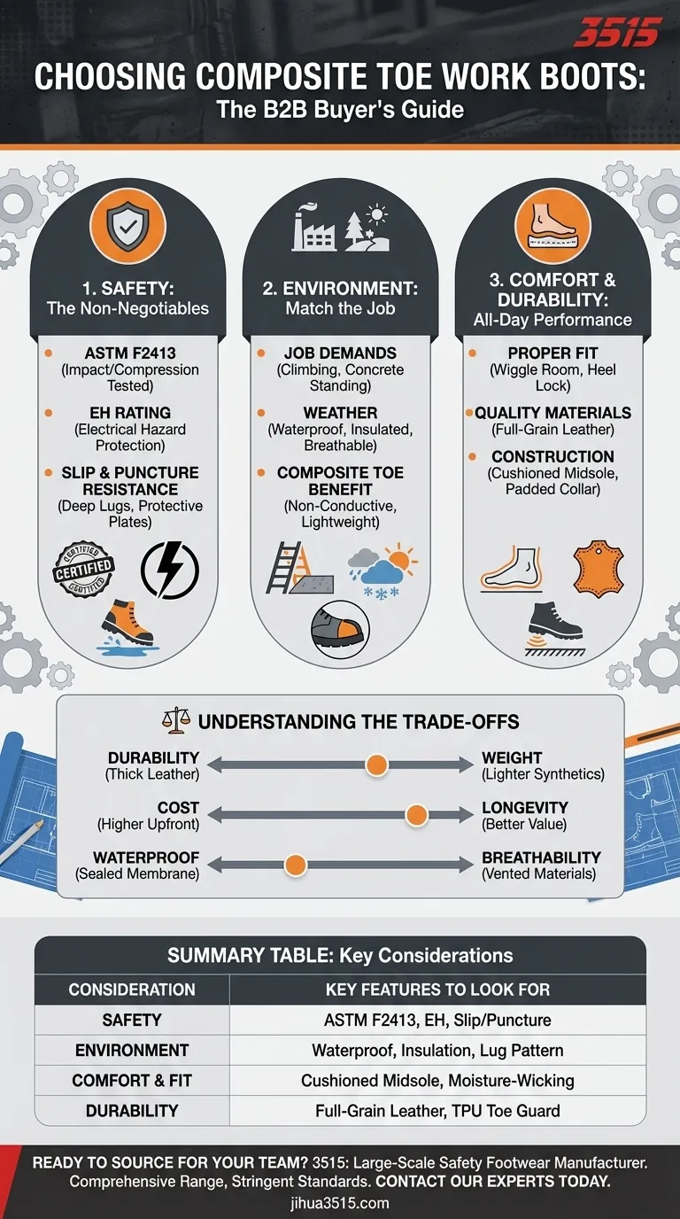 Que faut-il prendre en compte lors du choix de bottes de travail à embout composite ? Un guide sur la sécurité, le confort et la durabilité. Guide Visuel