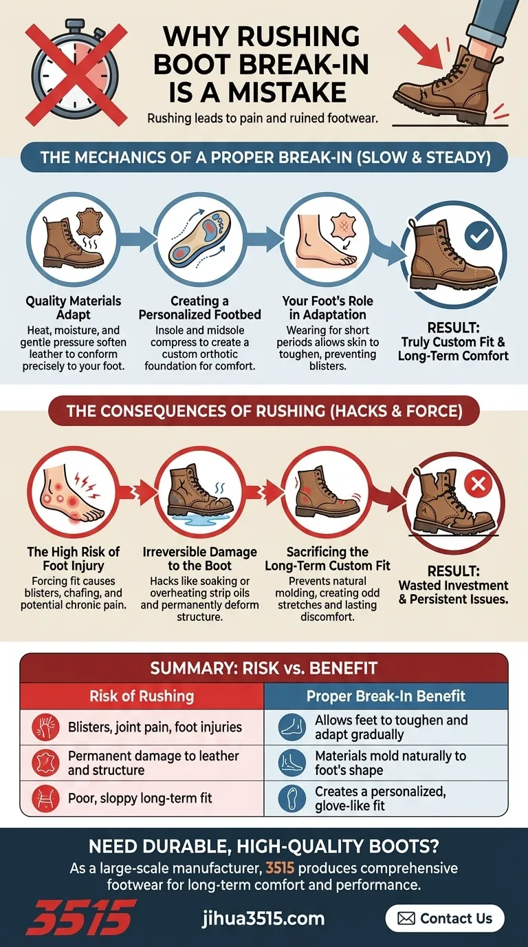 Pourquoi devriez-vous éviter de précipiter le rodage de vos bottes ? Protégez vos pieds et votre investissement Guide Visuel