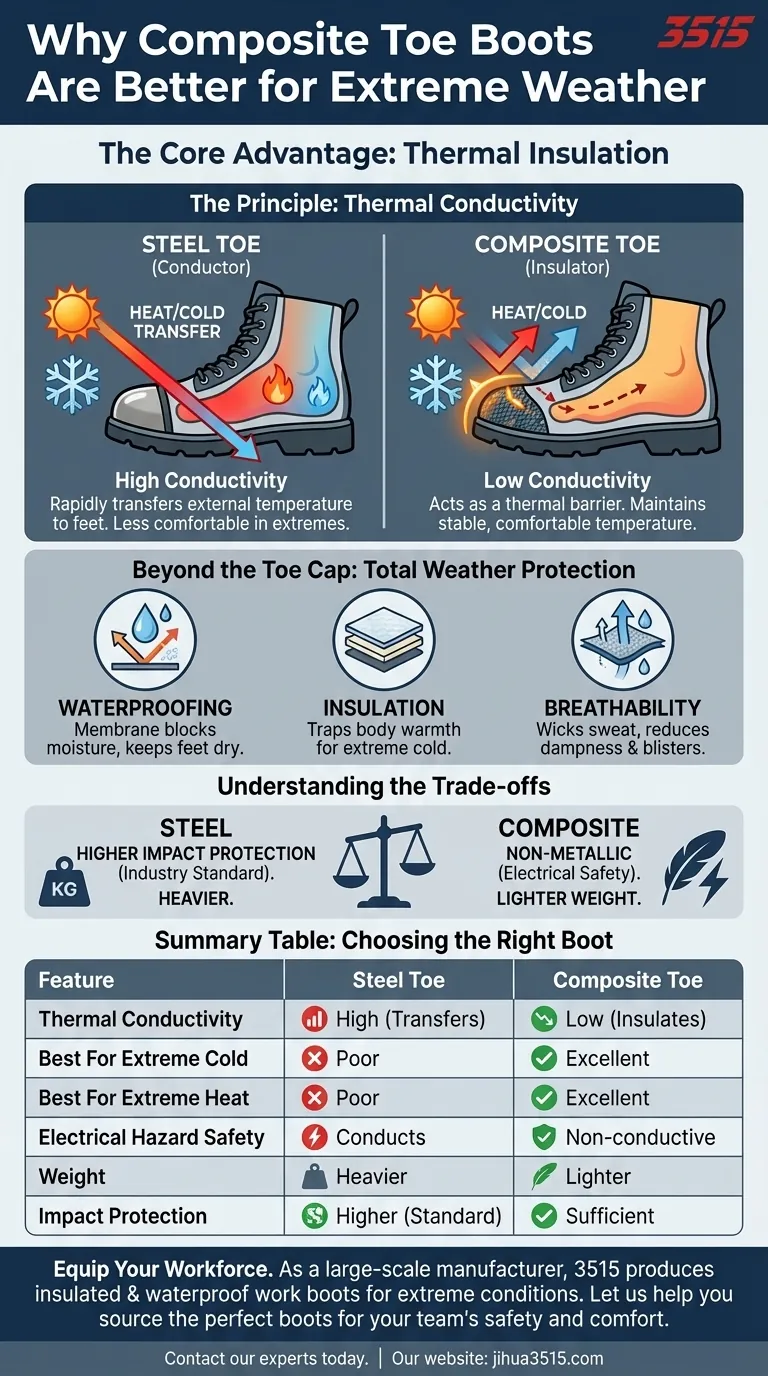 극심한 날씨에 복합 발가락 작업화가 더 좋은 이유는 무엇인가요? 열과 추위로부터 단열 시각적 가이드