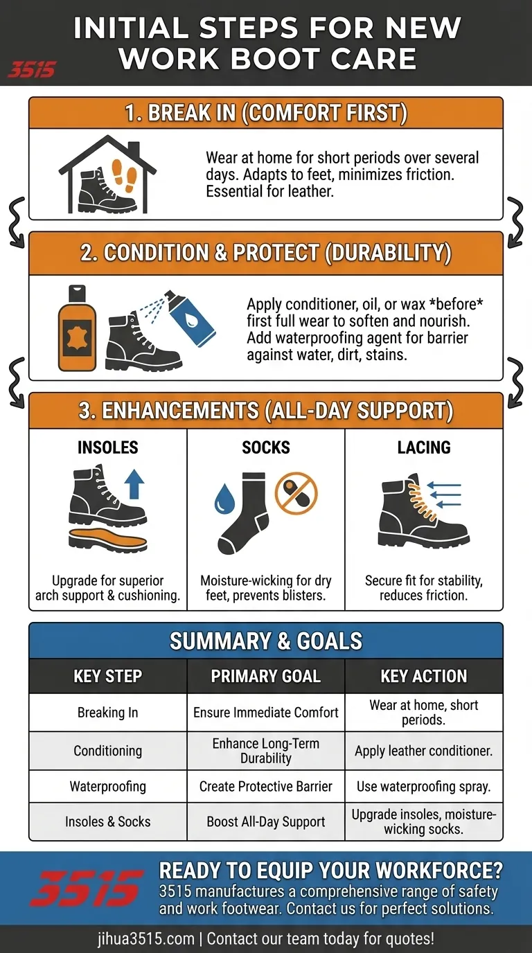 Каковы первые шаги по уходу за новыми рабочими ботинками? Обеспечение долгосрочного комфорта и долговечности Визуальное руководство