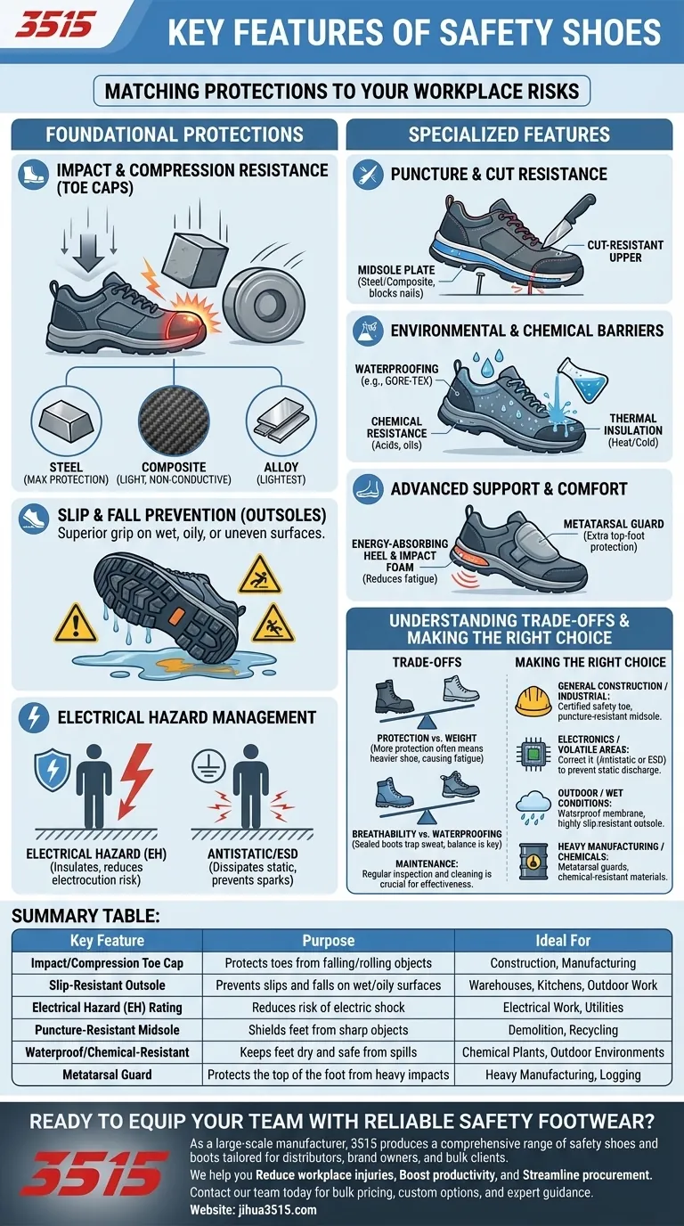 ¿Cuáles son las características clave del calzado de seguridad? Protección esencial para cada lugar de trabajo Guía Visual