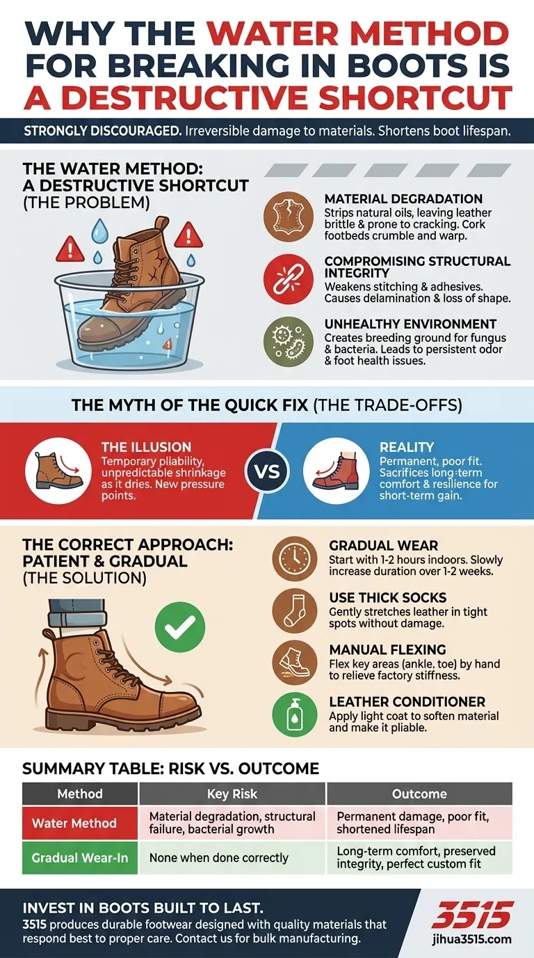 Pourquoi la méthode de trempage des bottes est-elle déconseillée ? Protégez votre investissement et évitez les dommages irréversibles Guide Visuel