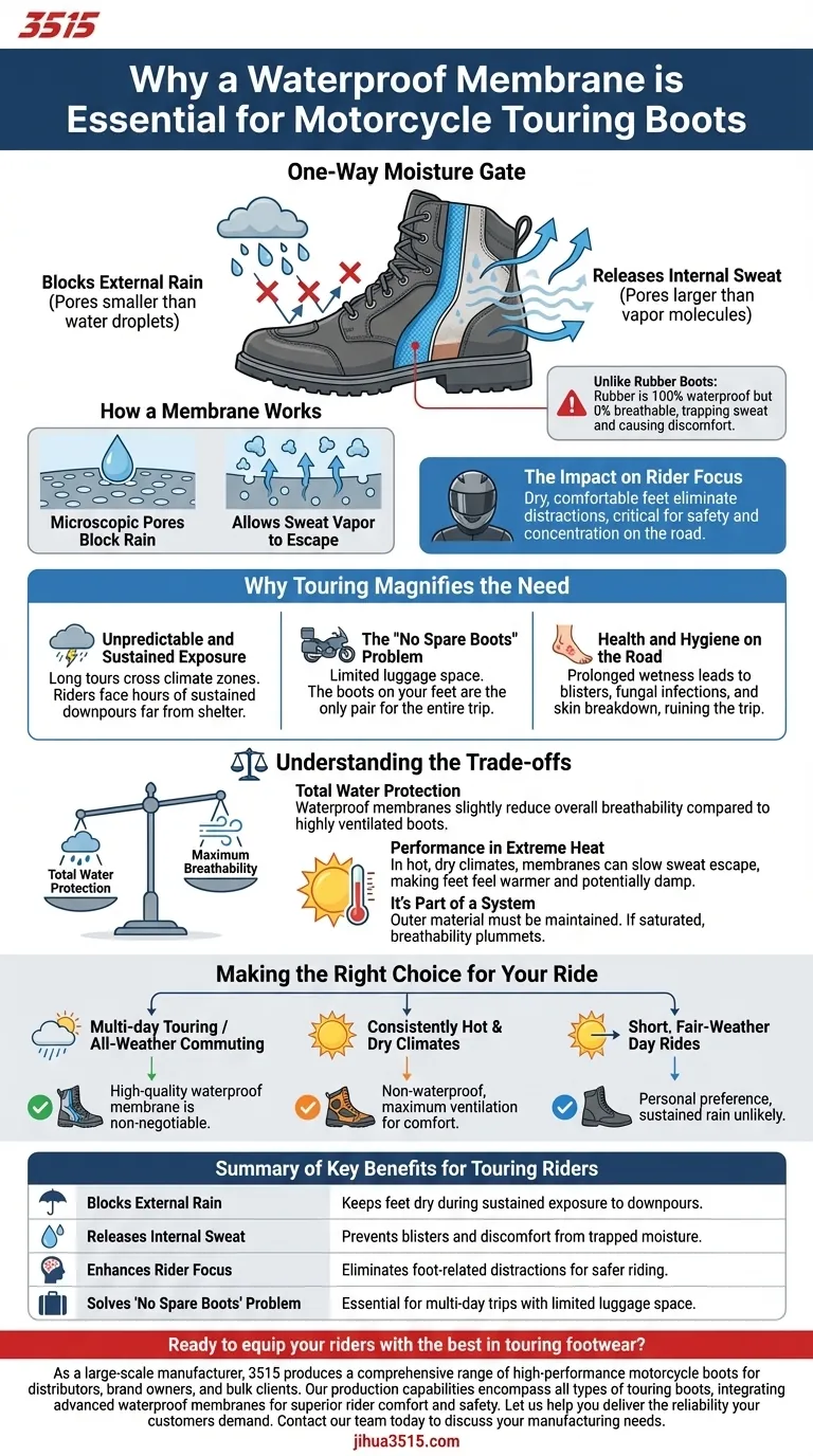 为什么防水透气膜在摩托车旅行靴中至关重要？为了全天候骑行者的安全 图解指南