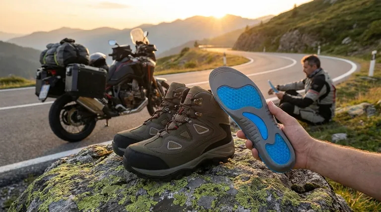 How does the insole contribute to comfort in motorcycle touring boots? Maximize Your Ride's Endurance