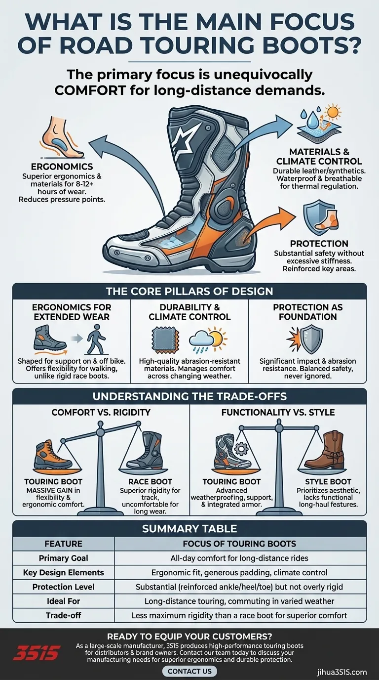 Was ist der Hauptfokus von Tourenstiefeln für die Straße? Kompromissloser Komfort für Langstreckenfahrten Visuelle Anleitung