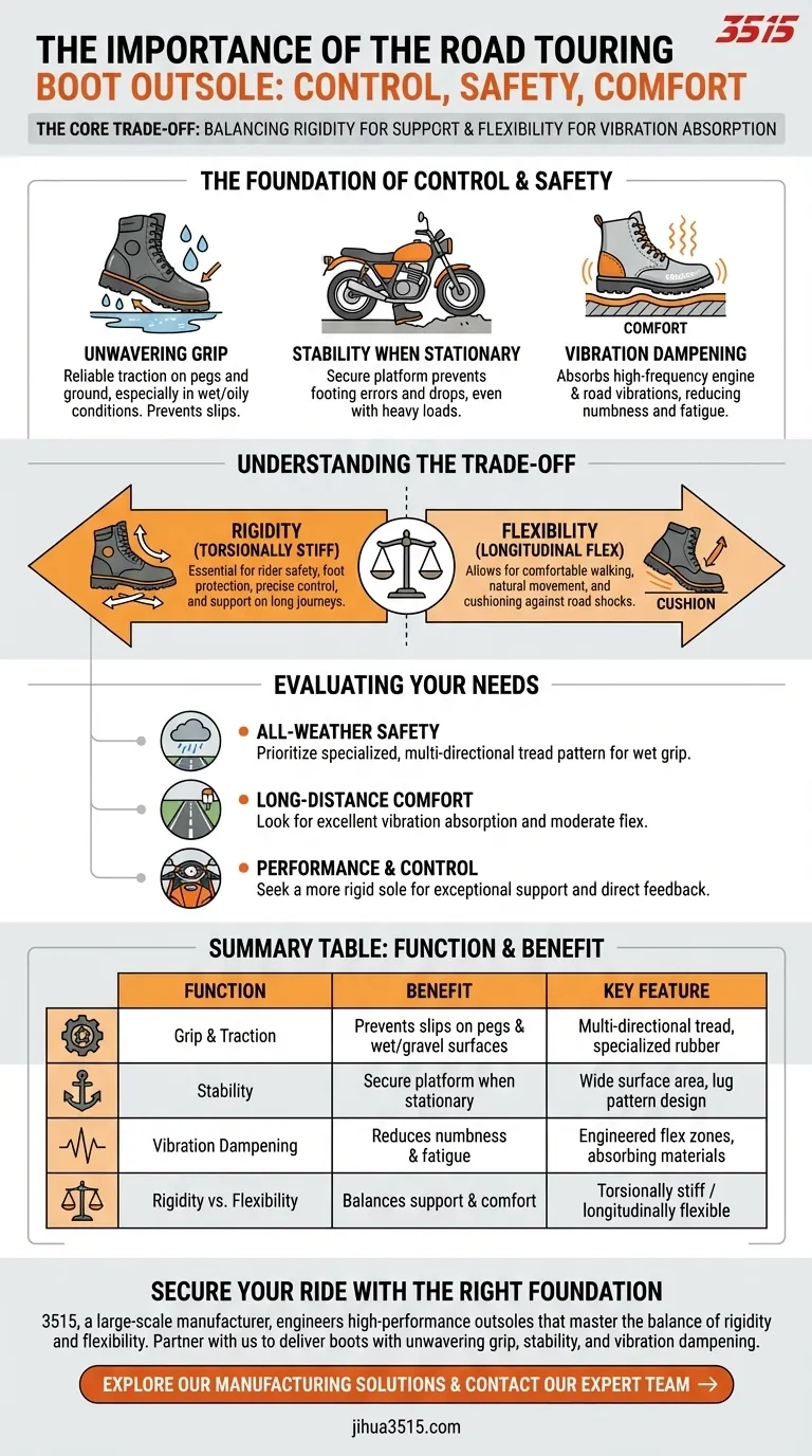 ¿Por qué es importante la suela en las botas de touring para carretera? Para un agarre inquebrantable y viajes sin fatiga Guía Visual