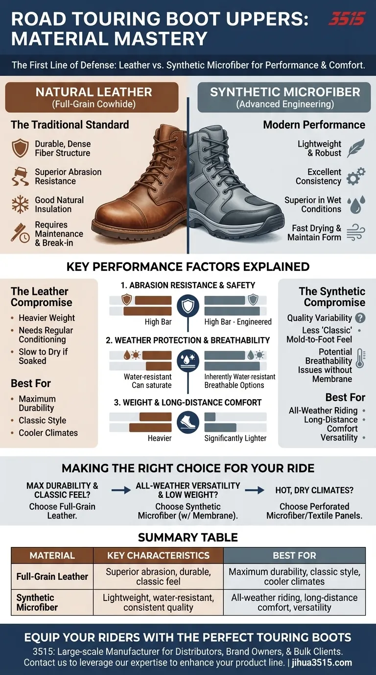 Quali materiali vengono utilizzati per la tomaia degli stivali da moto da turismo? Pelle contro sintetico per il tuo viaggio Guida Visiva