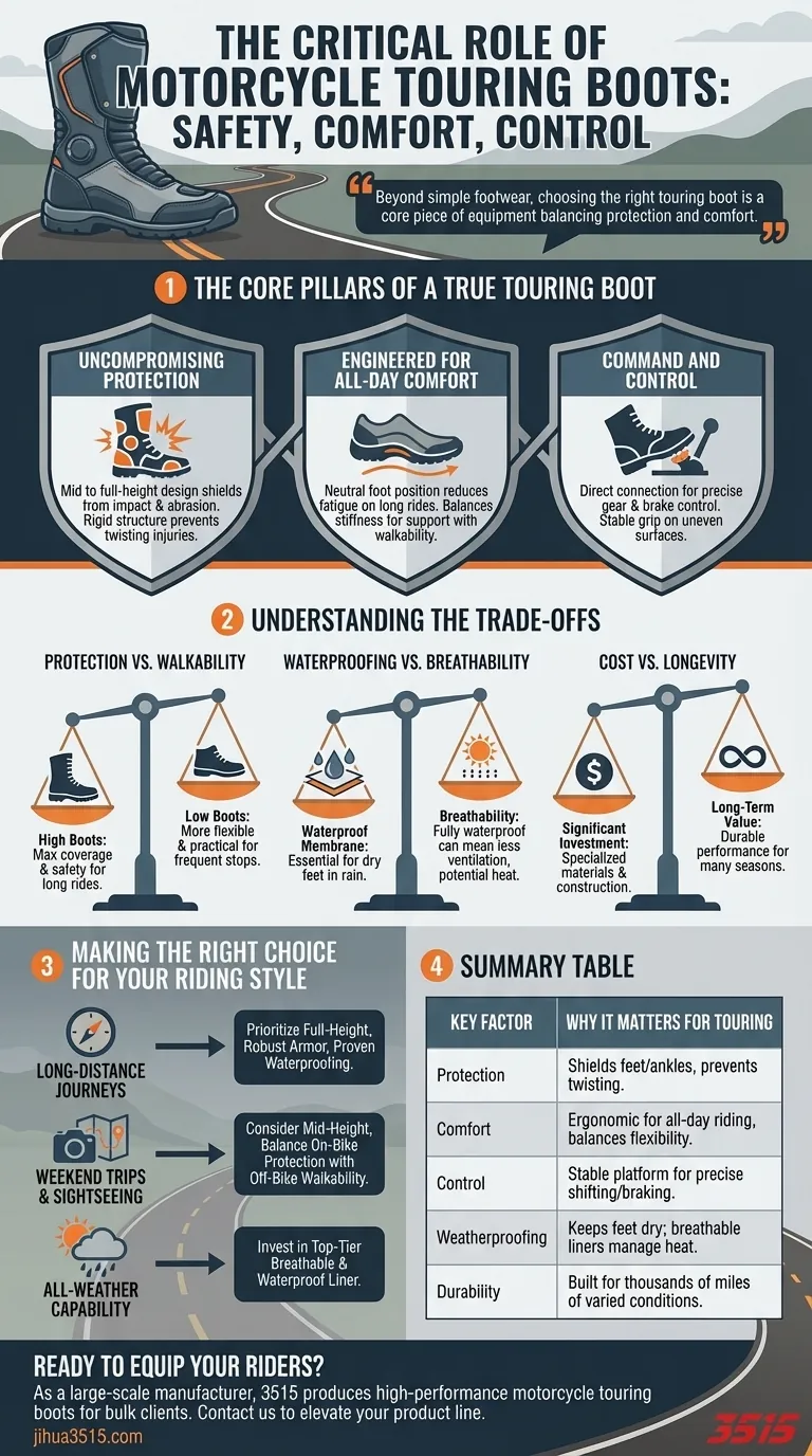 Quelle est l'importance globale du choix des bonnes bottes de tourisme à moto ? Assurer la sécurité et le confort à chaque trajet Guide Visuel