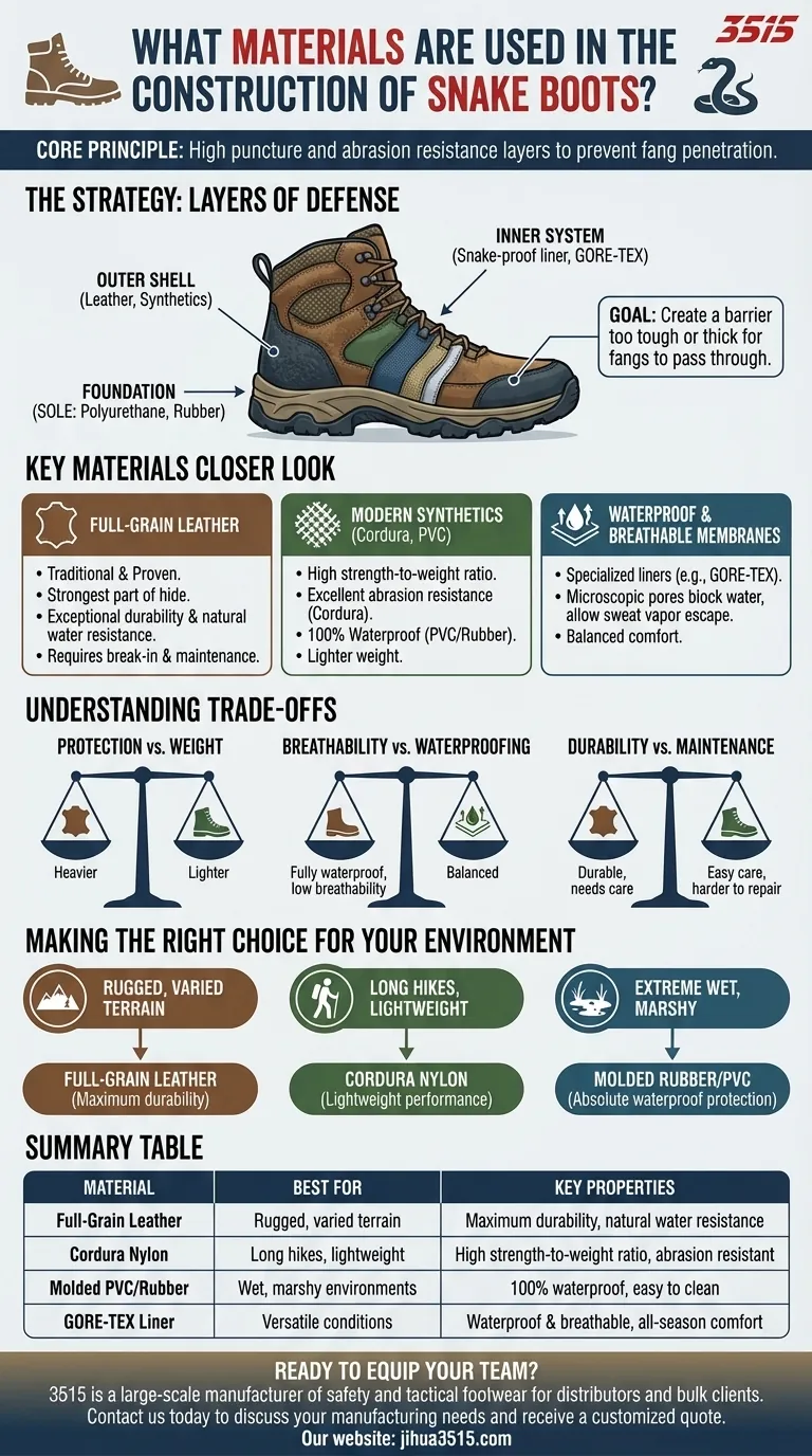 ¿Qué materiales se utilizan en las botas para serpientes? Elija la protección adecuada para su entorno Guía Visual