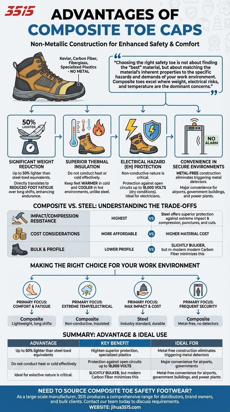 Quels sont les avantages des embouts composites ? Légèreté, sécurité non conductrice pour un confort toute la journée Guide Visuel