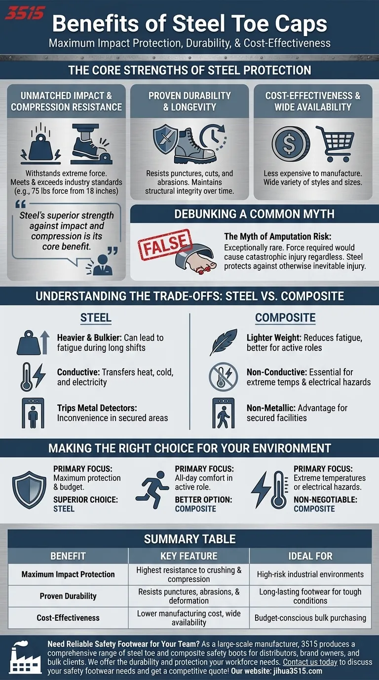 강철 발가락 보호대의 이점은 무엇인가요? 최대 충격 보호 및 내구성 시각적 가이드