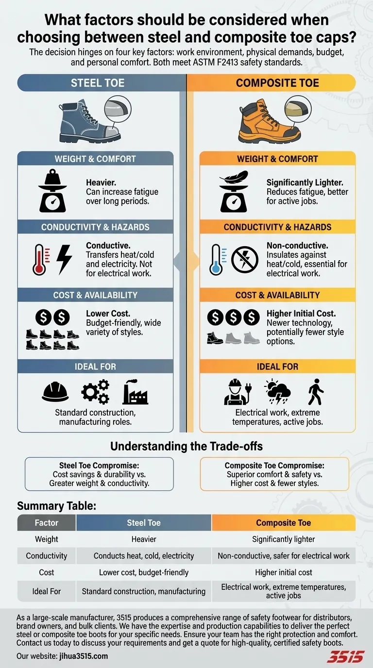 Quali fattori considerare nella scelta tra puntali in acciaio e compositi? Garantire la massima sicurezza e comfort Guida Visiva